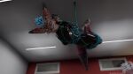 3d_(artwork) absurd_res anthro arms_tied bdsm blender_(artwork) blender_eevee_(artwork) blue_body blue_feathers blue_pawpads blue_rope bondage bound clothing digital_media_(artwork) feathers female fully_bound fur hands_behind_back hands_behind_head hi_res kinktober kinktober_2025 latex latex_clothing latex_skinsuit legs_tied looking_at_viewer orange_body orange_fur pawpads purple_body purple_eyes purple_fur red_body red_fur restraints rexouium rope rope_bondage rope_harness skinsuit solo somesnowleopard suspension suspension_bondage tan_body tan_fur tight_clothing tongue tongue_out