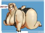2026 all_fours amber_eyes anthro arm_support artist_name bare_shoulders barefoot bedroom_eyes belly bent_leg big_belly big_breasts big_butt biped black_bra black_claws black_clothing black_eyewear black_glasses black_nose black_panties black_underwear blue_background border bottomwear bra breasts butt butt_tuft camelid carol_(goat) circle_eyebrows claw_fingers claw_toes claws clothed clothed_anthro clothed_female clothing dialogue digital_drawing_(artwork) digital_media_(artwork) english_text extended_arm eyebrows eyewear feet female floral_pattern fur fur_tuft glasses glistening glistening_body glistening_breasts glistening_eyes glistening_fur glistening_legs glistening_thighs goat_(movie) hair half-closed_eyes hi_res huge_belly huge_breasts huge_butt huge_thighs iris lazy_dogg0 light_body light_fur light_hair llama looking_at_viewer mammal mature_anthro mature_female monotone_body monotone_fur narrowed_eyes neck_tuft obese obese_anthro obese_female open_mouth open_smile outside_border overweight overweight_anthro overweight_female panties pattern_bottomwear pattern_bra pattern_clothing pattern_panties pattern_topwear pattern_underwear pink_tongue pinup pose pupils red_text seductive short_hair short_tail simple_background smile smiling_at_viewer snout solo speech_bubble tail talking_to_viewer tan_body tan_breasts tan_eyebrows tan_fur tan_hair tan_tail teeth text thick_thighs three-quarter_view tongue topwear tuft underwear underwear_only wearing_glasses white_border white_sclera white_speech_bubble