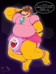2025 3:4 3_claws 3_toes absurd_res ageplay anthro bigbearbruno biped blush bowser claws clothed clothing crossdressing diaper digital_media_(artwork) dress embarrassed english_text feet gesture hair hi_res horn humiliation infantilism koopa male mario_bros muscular muscular_anthro muscular_male nintendo onesie pink_claws pink_onesie red_hair roleplay salute scalie solo story story_in_description text toe_claws toes wearing_diaper