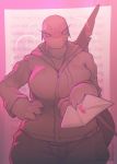  2020 anthro big_breasts big_hands blush bottomwear breasts clothed clothing embarrassed english_text female fish holidays hoodie looking_at_viewer marine muscular ruth_(sharkstuff) shark sharkstuff solo steam text thick_thighs topwear tsundere valentine&#039;s_day 