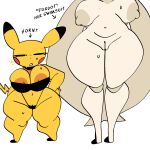 1:1 2025 anthro areola big_areola big_breasts black_clothing black_ear_tips black_sclera black_swimwear black_text black_thong black_underwear bodily_fluids breasts clothed clothed_anthro clothed_female clothing curvy_figure digital_drawing_(artwork) digital_media_(artwork) dipstick_ears directional_arrow duo ear_markings electricity female female/female front_view generation_1_pokemon generation_7_pokemon genitals hi_res huge_thighs light_body looking_at_another looking_at_partner multicolored_ears navel nintendo nipple_slip nude nude_anthro nude_female pheromosa pikachu pokemon pokemon_(species) pussy_peek red_cheeks simple_background size_difference skimpy standing sweat sweaty_breasts sweaty_legs sweaty_thighs swimwear tail text thick_thighs thong two-piece_swimsuit ultra_beast underwear vulva white_background xarop77 yellow_body yellow_tail