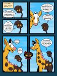  antlers blue_eyes brown_body brown_fur comic dialogue fur generation_2_pokemon girafarig hi_res horn kyp_(character) male nintendo nonbinary_(lore) orange_sclera pink_nose pokemon pokemon_(species) solo speech_bubble spikes spikes_(anatomy) trevor-fox trevor-fox_(character) yellow_body yellow_fur 