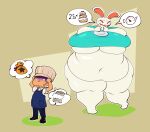 absurd_res animal_crossing anthro belly big_belly big_breasts big_butt bottomless bottomless_female breasts butt clothed clothing deep_navel duo embarrassed exposed_belly fat_arms fat_rolls female hi_res huge_belly huge_breasts huge_butt human hyper jiggling lagomorph larger_female leporid male male/female mammal navel neetbean nintendo overweight overweight_female rabbit rabbit_ears ruby_(animal_crossing) shirt shirt_only shy size_difference t-shirt t-shirt_only thick_thighs tight_clothing tight_shirt tight_topwear topwear topwear_only villager_(animal_crossing) wide_hips