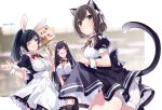  animal_ears aonatsu_line ass bunny_ears cleavage giga kousaka_miki maid nakategawa_yui nekomimi pantsu shiino_kotone skirt_lift tail u35 