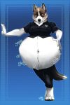  anthro belly big_belly breasts canid canine canis clothing digestion domestic_dog female female_pred mammal midriff navel oral_vore police_officer police_uniform rumbling_stomach simple_background solo touchofsnow uniform vore 
