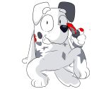 blood blood_on_face blood_on_knife bluey_(series) bodily_fluids canid canine canis dalmatian domestic_dog fan_character gore hi_res insane knife male mammal mischief on sinny_(wizard9) sitting sitting_on_ground stay the whitetail wizard9