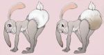  4_fingers anthro bedroom_eyes bent_over biped blush clothed clothing diaper disney eyebrows feces fingers humanoid_hands judy_hopps lagomorph leporid looking_at_viewer mammal messy_diaper messyszop multiple_scenes narrowed_eyes rabbit sagging_diaper scat seductive side_view simple_background soiling solo topless zootopia 