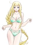  alicia_florence aqua_bra aqua_panties aria blonde_hair blue_eyes blush bra braid breasts collarbone cowboy_shot large_breasts lingerie long_hair looking_at_viewer navel panties single_braid smile solo underwear underwear_only very_long_hair wavy_mouth white_background yaso_shigeru 