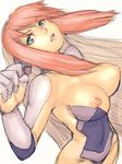  birdy_cephon_altirra blue_leotard breasts fumio_(rsqkr) large_breasts leotard multicolored_hair nipples solo tetsuwan_birdy 