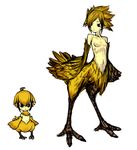  breasts chibi chicobo chocobo feathered_wings feathers final_fantasy harpy monster_girl multiple_girls nipples personification pointy_ears small_breasts wings 