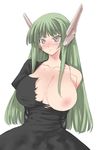  breasts doll_joints fuyube_rion green_eyes green_hair huge_breasts karakuri_chachamaru mahou_sensei_negima! robot_ears solo torn_clothes 
