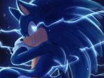  2020 anthro blue_body blue_eyes blue_fur clothing electricity eulipotyphlan footwear fur gloves glowing grin handwear hedgehog hi_res male mammal shoes smile solo sonic_the_hedgehog sonic_the_hedgehog_(film) sonic_the_hedgehog_(series) spacecolonie 