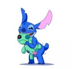  2020 acidic_saliva alien balls bite blue_body blue_claws blue_eyes blue_fur blue_nose bodily_fluids claws cum digital_media_(artwork) disney experiment_(lilo_and_stitch) fur genital_fluids genitals head_tuft hi_res holding_object improvised_sex_toy inanimate_object knot lilo_and_stitch male male_penetrating notched_ear p.v.su penetration penis rag_doll_(toy) saliva scrump simple_background small_balls small_tail stitch_(lilo_and_stitch) toe_claws tuft white_background 