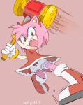  amy_rose angry anthro bloomers bottomwear clothed clothing dress eulipotyphlan female fur gloves green_eyes hair hammer handwear hedgehog hi_res mammal pink_body pink_fur pink_hair solo sonic_the_hedgehog_(series) sooperman tools 