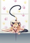  1girl animal_ears blonde_hair cat_ears cat_tail ereshkigal_(fate/grand_order) fate/grand_order fate_(series) happymonk highres long_hair paws red_eyes solo tail very_long_hair 
