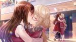  2girls blush fuji_choko game_cg glasses kiss long_hair mugendou_saki shoujo_ai tagme_(character) yumeutsutsu_re:master 