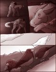  2020 canid canine cave comic death digital_media_(artwork) english_text feral forest hi_res lemondeer mammal monochrome mountain onomatopoeia outside simple_background snow sound_effects text tree 