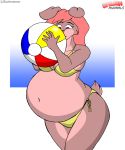  ball beach_ball bikini cjshadorunner clothing female hi_res lagomorph leporid mammal overweight rabbit solo swimwear 