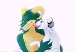  absurd_res anthro crocodile crocodilian crocodylid digital_media_(artwork) duo fur green_body happy hi_res lunarthunderstorm maka nintendo open_mouth persian_(pok&eacute;mon) pok&eacute;mon pok&eacute;mon_(species) reptile scalie simple_background smile teeth tongue video_games 