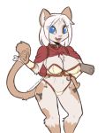  2020 anthro blue_eyes breasts caramel-kitteh chest_tuft clothed clothing domestic_cat felid feline felis female fully_clothed hair mammal midriff navel open_mouth pink_nose simple_background solo tuft white_background white_hair 