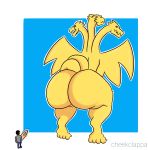  absurd_res big_butt butt cheekclappa dragon godzilla_(series) hi_res huge_butt human king_ghidorah male mammal toho 