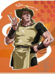  1boy belt blonde_hair cigarette cleft_chin closed_eyes closed_mouth cowboy_hat hat hol_horse jojo_no_kimyou_na_bouken lips muscular muscular_male pointing smile solo stardust_crusaders tmblyeet 