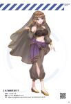  1girl :d absurdres arabian_clothes bikini black_bikini black_veil breasts brown_hair dancer dolphin_wave harem_outfit harem_pants highres jewelry large_breasts looking_at_viewer magazine_scan midriff navel non-web_source official_art ootomo_takuji open_mouth pants purple_eyes qr_code ring scan scan_artifacts self-scan smile solo suminoe_shion swimsuit translation_request veil wig 