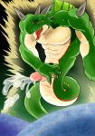  2020 abs absurd_res alien antennae_(anatomy) anthro audiophilliac ball balls biceps big_muscles bodily_fluids cum dragon dragon_ball dragon_ball_z ejaculation erection fangs genital_fluids genitals green_body green_skin hi_res male muscular muscular_male naga nude pecs penis porunga red_eyes reptile scalie serpentine sharp_teeth simple_background snake solo teeth tongue tongue_out white_background 