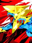  claws commentary_request dynamic_pose fangs highres jumping manectric mega_manectric mega_pokemon open_mouth pokemon pokemon_(creature) pokemon_focus red_eyes t2oc1vpose61326 tongue 