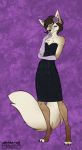  2020 4_toes 5_fingers alishka anthro barefoot black_nose brown_hair canid canine canis clothed clothing digital_media_(artwork) digitigrade domestic_dog female fingers hair hi_res mammal smile solo toes 