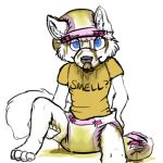  1:1 4_toes anthro arctic_fox artie barefoot biped black_nose blowout bodily_fluids canid canine clothing coren_(artist) diaper digital_media_(artwork) digitigrade eating_feces feces fox fur genital_fluids leaking_diaper licking licking_lips looking_at_viewer mammal messy_diaper scat shirt simple_background sitting smearing soiling solo toes tongue tongue_out topwear urine urine_pool wet_diaper wetting white_background white_body white_fur 