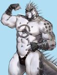 2026 5_fingers abdominal_markings abs anthro areola biceps black_areola black_claws black_clothing black_mask black_nipples black_thong black_underwear blue_background buckle butt chest_markings claws closed_smile clothed clothing clothing_pull crocodile crocodilian daylon_(dislyte) deltoids digital_media_(artwork) dislyte eye_mask finger_claws fingerless_gloves fingers flexing flexing_bicep forearm_muscles glistening glistening_body gloves green_body green_markings green_scales green_tail grey_body grey_spikes grey_tail handwear head_spikes hi_res leather leather_muzzle lilith_games looking_aside male markings mouth_closed multicolored_body multicolored_tail muscular muscular_anthro muscular_arms muscular_legs muscular_male muzzle_(object) muzzled navel neck_markings nipples pecs portrait purtropos quads red_sclera reptile scales scalie scaly_tail sharp_teeth signature simple_background sketch smile solo spiked_gloves spiked_tail spikes spikes_(anatomy) standing tail teeth teeth_showing thick_tail thong thong_only thong_pull three-quarter_portrait three-quarter_view topless triceps underwear underwear_only underwear_pull ventral_scales white_eyes wristband yellow_clothing yellow_thong yellow_underwear 