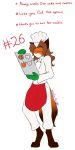 1:2 2020 4_toes anthro apron barefoot biped bottomwear brown_hair cake canid canine canis chef chef_uniform claws clothed clothing cookie countershade_face countershading digital_media_(artwork) dipstick_tail english_text eyes_closed female fluffy fluffy_tail food fox fur gloves hair handwear hi_res holding_object laura_(twokinds) leg_markings mammal markings multicolored_body multicolored_fur multicolored_tail number orange_body paws red_fox signature simple_background smile socks_(marking) solo standing text toes twokinds uniform webcomic white_background wolfie-pawz 
