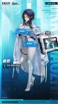 1girl arm_out_of_sleeve black_gloves black_hair blue_eyes bodysuit breasts censored censored_by_text chinese_commentary cleavage coat coat_on_shoulders collared_coat commentary_request covered_navel error_message full_body gloves goddess_of_victory:_nikke highres holding holding_suitcase hua_pi_(nikke) huge_breasts impossible_bodysuit impossible_clothes interface_censor long_sidelocks long_sleeves looking_at_viewer no_mask official_art open_clothes open_coat pointless_censoring shiny_clothes short_hair sidelocks skin_tight standing suitcase two-sided_gloves upper_body white_bodysuit white_coat white_gloves 
