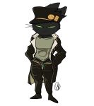  black_body black_fur cartoon_network cosplay domestic_cat felid feline felis fur green_eyes hi_res jojo&#039;s_bizarre_adventure male mammal mao_mao:_heroes_of_pure_heart sheriff_mao_mao_mao tabbythecute 