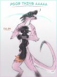  ambiguous_gender animated anthro black_body black_fur bodily_fluids casualties:_unknown comforting cybernetics cyborg expie_(gunsawian) fur gunsawian headpat hi_res machine male orange_eyes pawpads paws pink_body pink_fur shadarrius sobbing tears visor 