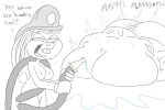  ambiguous_gender anthro armor belly big_belly breasts buckteeth butt clothing digital_drawing_(artwork) digital_media_(artwork) disney duo english_text expansion female female/ambiguous firefighter firefighter_helmet gloves handwear handwritten_text headgear helmet hi_res hose hose_inflation huge_belly hyper hyper_belly hyper_inflation immobile inflation judy_hopps lagomorph leporid liquid_inflation lola_bunny looney_tunes mammal nipples nude open_mouth rabbit rumcoat simple_background smile tail teeth text warner_brothers water_inflation white_body zootopia 