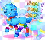  canid canine canis cannedcanine clothing collar domestic_dog fart_dog_(cannedcanine) female feral hi_res legwear lgbt_pride lgbt_pride_month mammal pride_color_accessory pride_color_clothing pride_color_flag pride_color_legwear pride_colors solo stockings 