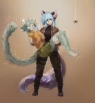  absurd_res anthro arachnid arthropod ashley_graham canid canine capcom cosplay duo felid female fox hi_res invalid_tag leon_kennedy male male/female mammal pantherine paws resident_evil sairy scared shaking snow_leopard spider trembling 