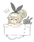  1girl =_= bathing bathtub blonde_hair blush blush_stickers closed_eyes hair_between_eyes kantai_collection long_hair rensouhou-chan shimakaze_(kantai_collection) shiosoda simple_background solo water white_background 