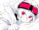  blush choker close goggles hoodie niwarizumu original polychromatic red_eyes short_hair 