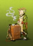 2008 2_horns accessory anthro apron asian_clothing biped bovid cabinet caprine clothed clothed_anthro clothed_male clothing cloven_hooves digital_media_(artwork) drawer ear_piercing ear_ring east_asian_clothing feet floral_pattern foot_wraps furgonomics goat green_background green_clothing holding_object holding_teapot hooves horn horn_accessory japanese_clothing japanese_description kimono kiseru male male_anthro mammal mortar_and_pestle obi pattern_clothing piercing ring_piercing rope sekki simple_background smoke smoking_pipe solo standing teapot three-quarter_view unguligrade wraps