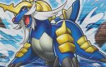  claws creature fangs full_body gen_5_pokemon match_(idleslumber) pokemon pokemon_(creature) pokemon_trading_card_game samurott solo third-party_source water 
