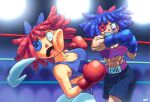 2026 4rm5strong abs abstract_background accessory animate_inanimate artist_name biceps big_breasts black_eyes blue_bra blue_clothing blue_hair blue_sports_bra blue_underwear bodily_fluids bow_ribbon boxing boxing_gloves boxing_shorts bra breasts button_(fastener) button_eyes cleavage clothed clothing curvy_figure digital_drawing_(artwork) digital_media_(artwork) doll duo evil_ragatha_(tadc) eyeshadow female fighting_ring glistening glistening_arms glistening_body glistening_breasts glistening_skin glitch_productions hair hair_accessory hair_bow hair_ribbon handwear hi_res humanoid light-skinned_female light_body light_skin living_doll makeup medium_hair midriff mouthguard muscular muscular_arms muscular_female muscular_humanoid not_furry open_mouth patch_(fabric) punch purple_bra purple_clothing purple_eyeshadow purple_sports_bra purple_underwear rag_doll_(toy) ragatha_(tadc) red_hair ribbons seam_(sewing) sharp_teeth smile sport sports_bra stitch_(sewing) sweat sweatdrop teeth text the_amazing_digital_circus underwear voluptuous voluptuous_female voluptuous_humanoid watermark