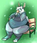  bench bottomwear clothing danji-isthmus dessert food hi_res hotpants ice_cream lagomorph leporid mammal obese overweight rabbit shorts 