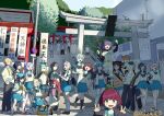  3boys 6+girls animal_ears animal_hat bag banken_(inui_toko) baseball_cap baseball_mitt baseball_uniform black_bow black_bowtie black_hair black_pants blonde_hair blue_hair blue_hat blue_skirt blue_streaks bow bowtie braid brown_hair brown_sweater_vest carrying cat_hat closed_eyes collared_shirt day dog_ears double_bun double_v finana_ryugu fushimi_gaku green_hair grey_hair grin group_name hair_bun hair_ornament hair_ribbon hairclip hand_fan hat hayama_marin hibachi_mana horns inui_toko jacket kaburaki_roco kanda_shouichi kneehighs kneeling lee_roha loafers locked_arms long_hair long_pointy_ears long_sleeves looking_at_viewer low_twin_braids minamo_madoka morinaka_kazaki multicolored_hair multiple_boys multiple_girls nagisa_arcinia nanase_suzuna nijisanji nijisanji_en nijisanji_id nijisanji_koshien nijisanji_kr open_clothes open_jacket open_mouth outdoors pants people piggyback pleated_skirt pointy_ears ponytail print_shirt purple_eyes purple_hair purple_streaks razwuu_(razwu3) red_hair ribbon rindou_mikoto ryu_hari sailor_collar saotome_berry school_uniform selfie serafuku shirasa_ayane shirt shizuka_rin shoes short_hair short_sleeves skin-covered_horns skirt smile sneakers socks sportswear stairs standing stone_stairs streaked_hair sweater_vest thighhighs tokushima_prefecture torii track_jacket twin_braids twitter_username two_side_up umise_yotsuha v virtual_youtuber white_socks yamagami_karuta yellow_eyes 