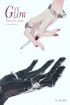  1boy 1girl absurdres artist_name between_fingers black_gloves bracelet cigarette commentary english_text fingernails gloves hand_focus highres holding holding_cigarette human_ashtray jewelry nail_polish original ornate_ring red_nails ring smoking thumb_ring tudouyu untranslatable_commentary 