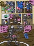 2_penises 3:4 anal anal_penetration animal_genitalia animal_penis anthro arm_cuffs ball_tuft balls bdsm black_body black_fur bodily_fluids canid canine canine_genitalia canine_penis canis chain clothing collar comic comic_panel cum cum_manipulation cumshot dialogue digital_drawing_(artwork) digital_media_(artwork) digitigrade drone ejaculation electronics erection excessive_cum excessive_genital_fluids forked_tongue fur fur_markings genital_fluids genitals glistening glistening_body green_body green_eyes group handjob harness hi_res inside knot latex latex_clothing latex_skinsuit liquid_latex magic male male/male mammal markings multi_genitalia multi_penis multicolored_body multicolored_fur onomatopoeia penetration penile penis phone pink_eyes pink_penis pupils purple_body restraints ribbed_penis ritual ritual_sex salt scalie sex shirt shocked skinsuit slime sound_effects speech_bubble spiked_collar spikes tail tank_top text tight_clothing tongue tongue_out topwear tuft two_tone_body two_tone_fur unusual_pupils white_body white_fur wispypie wolf yellow_body zipper zipper_mouth