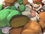  anal anal_penetration anthro anthro_on_anthro anthro_penetrated anthro_penetrating balls bowser duo erection eyes_closed genitals hair hi_res koopa male male/male male_penetrated male_penetrating mario_bros nintendo nukochi penetration red_hair reptile scalie sex size_difference small_dom_big_sub video_games yoshi 