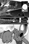 2026 4_eyes absurd_res ambiguous_feral ambiguous_gender andre_(cuchuflin) angry anthro arthropod biped black_sclera breasts comic cuchuflin dialogue digital_drawing_(artwork) digital_media_(artwork) english_text featureless_breasts female female_anthro feral fight generation_4_pokemon generation_5_pokemon glowing_pupils greyscale group hi_res humanoid lopunny male male_(lore) male_humanoid monochrome multi_eye myriapod nintendo pokemon pokemon_(species) punch quadruped scolipede talking_to_another text tripping unconscious wounded